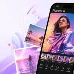 PicsART photo editor hero showing a phone with creative editing tools.