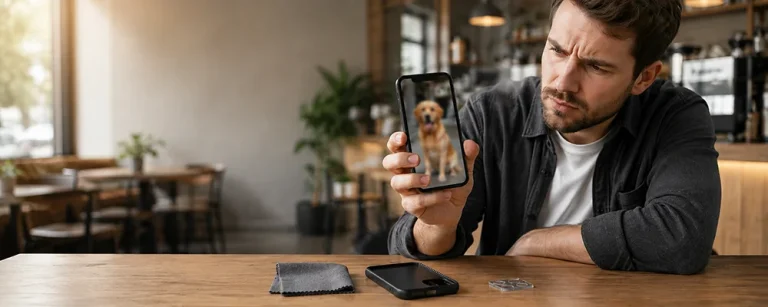 Man asks why are iPhone photos blurry while viewing a dog photo