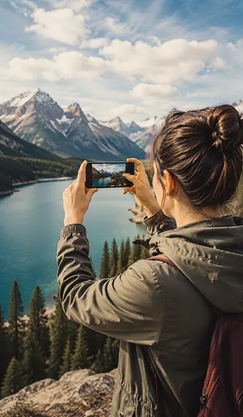 a woman learning how to use android camera