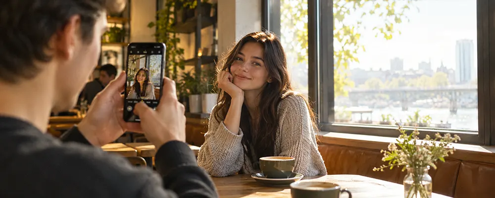 photo shoot of a girl explaining how to make your phone photos brighter