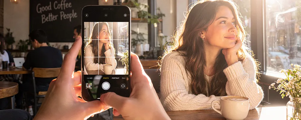 photo showing how to use the rule of thirds on iphone.